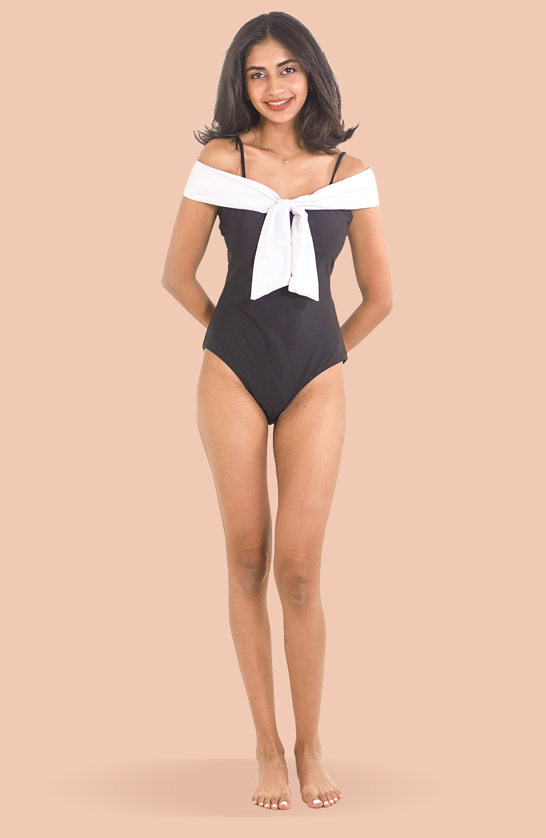 Vanilla Noir Off-Shoulder Monokini with Sarong