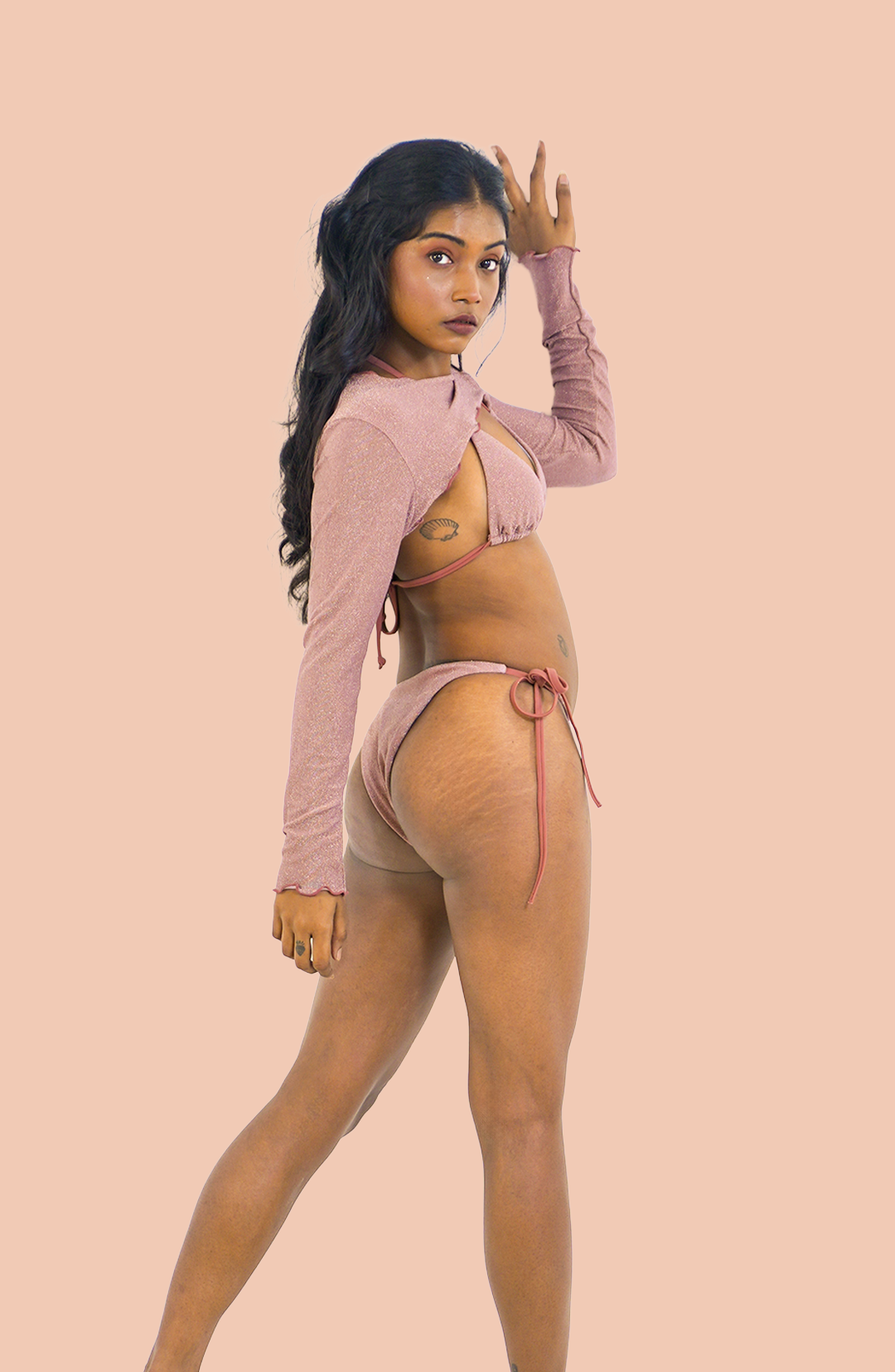 Pink paloma Bikini Set with a shrug