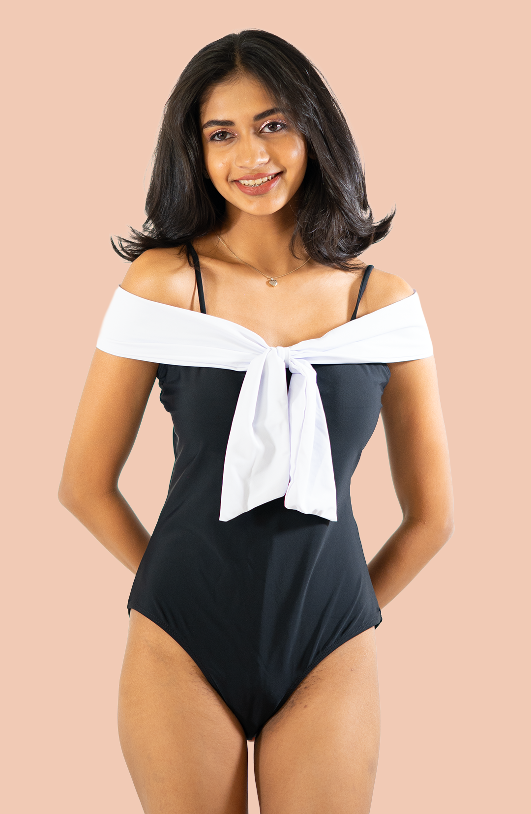Vanilla Noir Off-Shoulder Monokini with Sarong