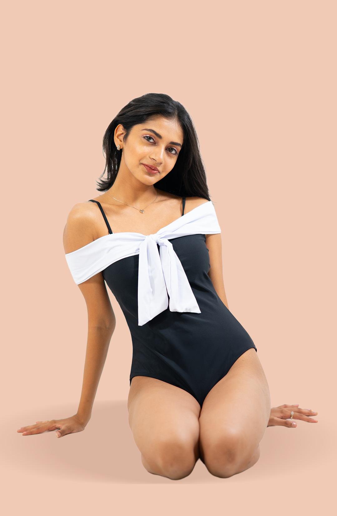 Vanilla Noir Off-Shoulder Monokini with Sarong