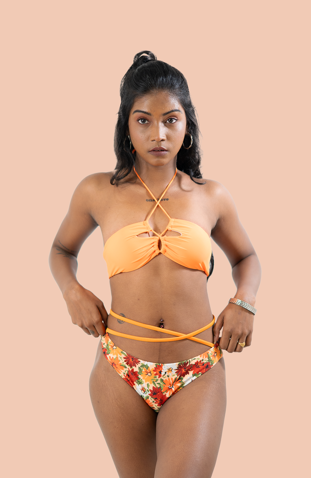 Tangerine Daisy Bikini