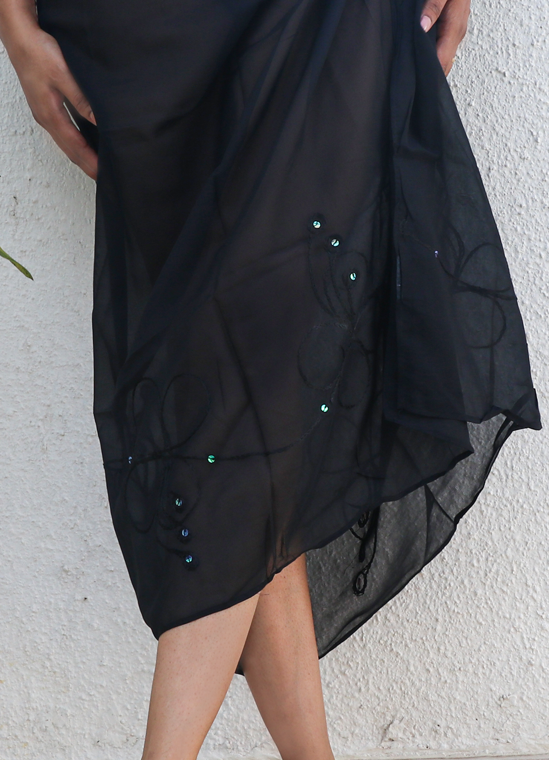 Long black Sarong with Tinsel