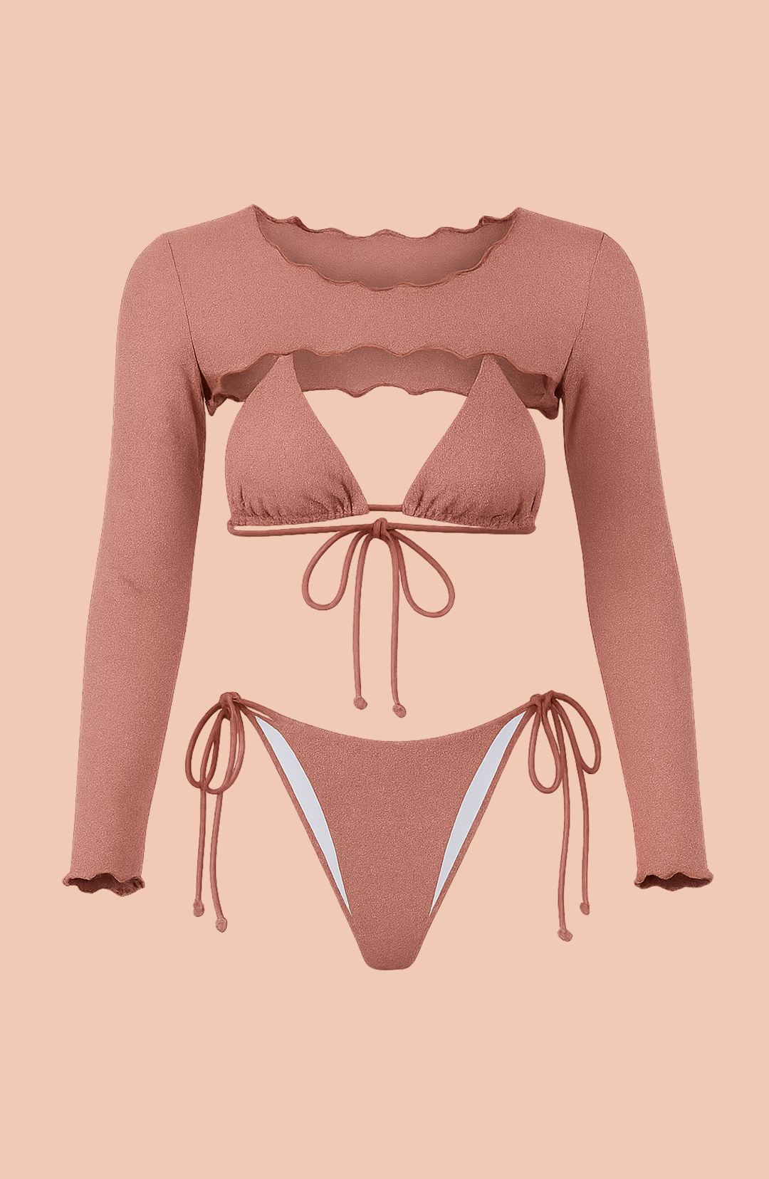 Pink paloma Bikini Set with a shrug