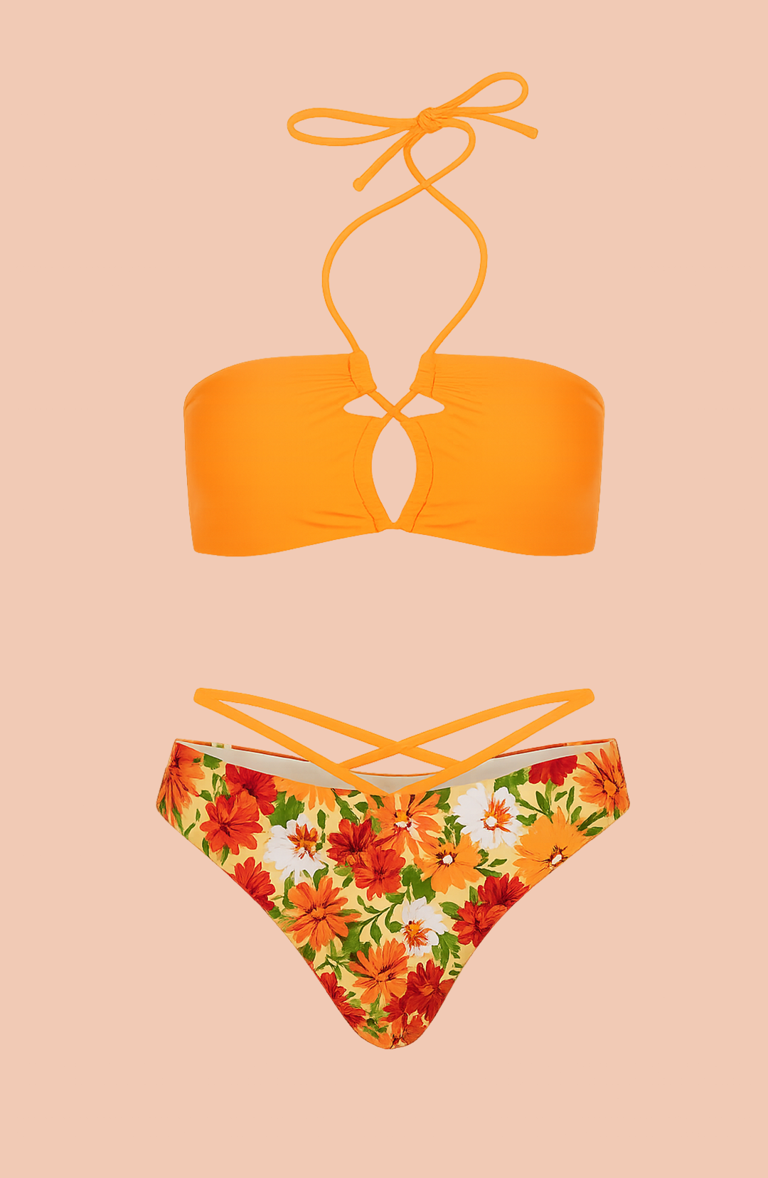 Tangerine Daisy Bikini